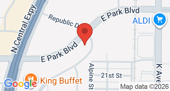 Map showing Yellow Law Group's Plano, TX office